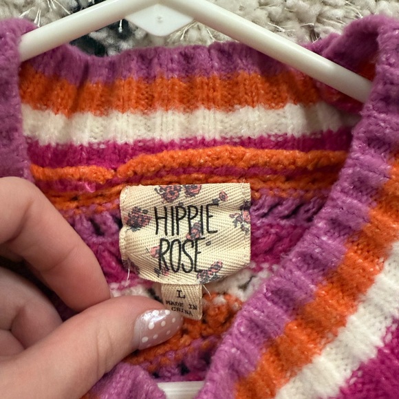 Hippie Rose Pink and Orange Chevron Sweater - Picture 2 of 2